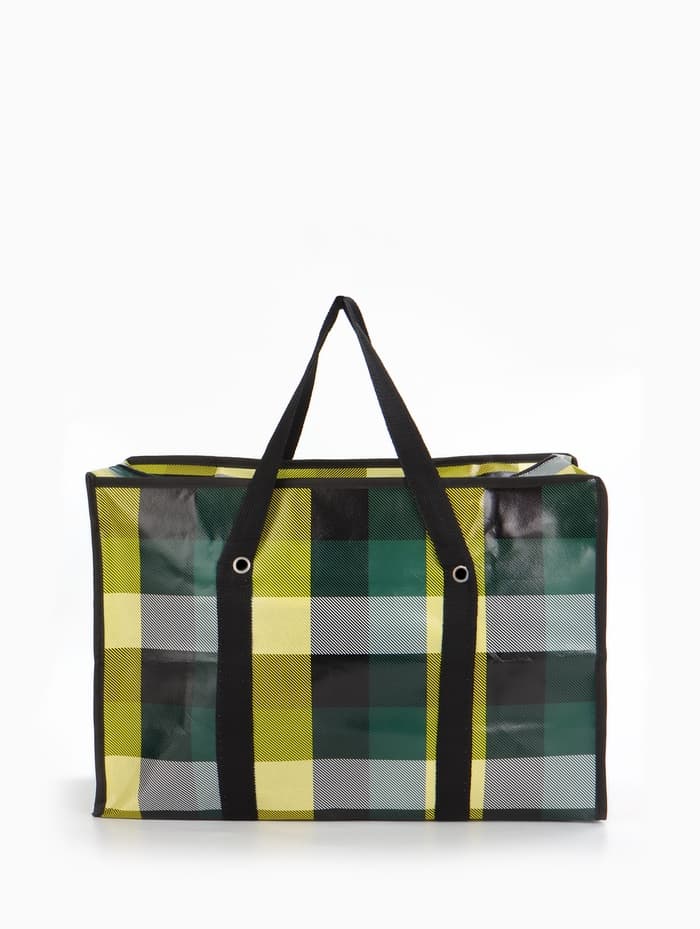 Сумка хозяйственная на молнии, 35 л, 50×20×35 см, чёрная/жёлтая