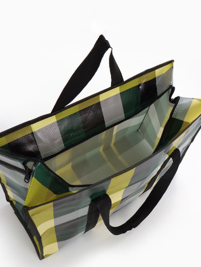 Сумка хозяйственная на молнии, 35 л, 50×20×35 см, чёрная/жёлтая