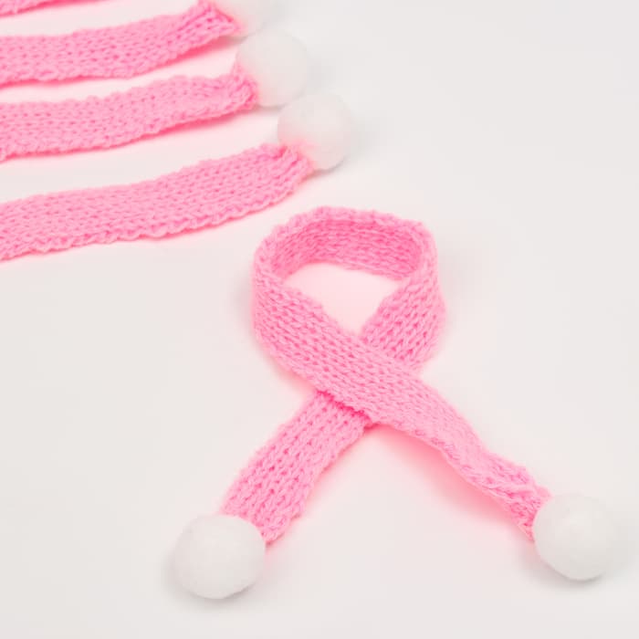 Шарфик для игрушек вязаный, набор 5 шт., размер 1 шт. — 27×2 см, цвет розовый