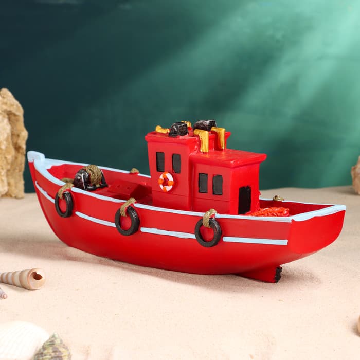 Сувенирная модель корабля «Катер красный», фигурка полистоун, 29×8×11 см