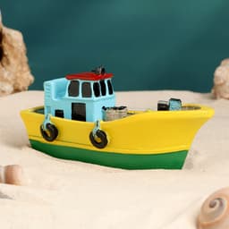 Сувенирная модель корабля «Рыбацкое судно зелёное», фигурка полистоун, 13×6×5 см