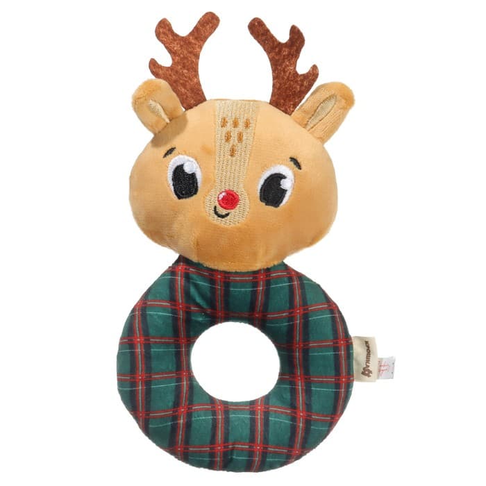 Мягкая погремушка на колечке Крошка Я «Оленёнок. Клетка», текстиль, в пакете