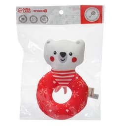 Мягкая погремушка на колечке Крошка Я «Медвежонок. Новогодний», текстиль, в пакете