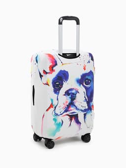 Чехол на чемодан на колёсах, 28" (L), с принтом «Бульдог», белый