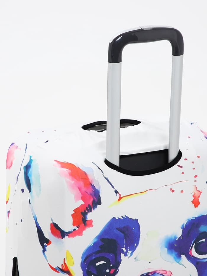 Чехол на чемодан на колёсах, 28" (L), с принтом «Бульдог», белый