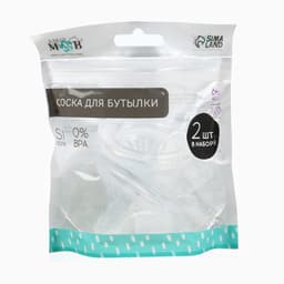 Соска на бутылочку M&B Natural, антиколиковая, от 6 мес., широкое горло Ø50 мм., быстрый поток, 2 шт.
