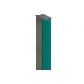 Столб, 300×6×4 см, t=1.2 мм, цинк, без отверстий, с заглушкой, зелёный
