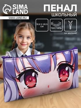 Пенал школьный, текстиль, плоский, 10.8×20.5 см «Аниме. Взгляд»