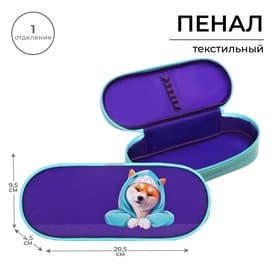 Пенал школьный, футляр, текстиль, 9.5×20.5×4.5 см «Сиба»