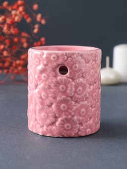 Аромалампа для эфирных масел «Ромашки», керамика, розовая, 6.7×6.7×7.5 см
