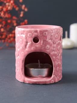 Аромалампа для эфирных масел «Ромашки», керамика, розовая, 6.7×6.7×7.5 см