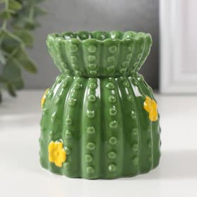 Аромалампа для эфирных масел «Кактус с цветочками», керамика, 8×8×8.5 см