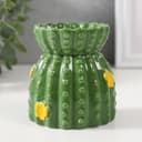 Аромалампа для эфирных масел «Кактус с цветочками», керамика, 8×8×8.5 см