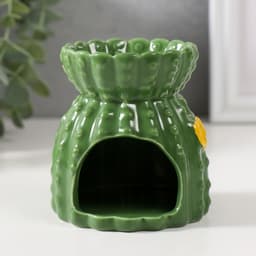 Аромалампа для эфирных масел «Кактус с цветочками», керамика, 8×8×8.5 см