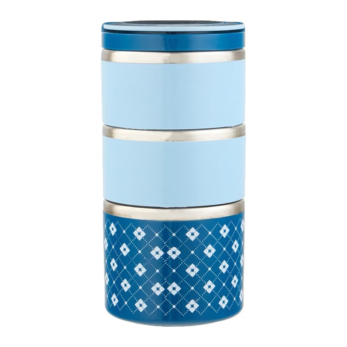 Ланч-бокс, 1.32 л, 3 уровня, сохраняет тепло 2 ч, нержавеющая сталь, синий, голубой