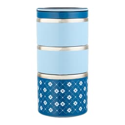 Ланч-бокс, 1.32 л, 3 уровня, сохраняет тепло 2 ч, нержавеющая сталь, синий, голубой