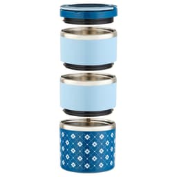 Ланч-бокс, 1.32 л, 3 уровня, сохраняет тепло 2 ч, нержавеющая сталь, синий, голубой