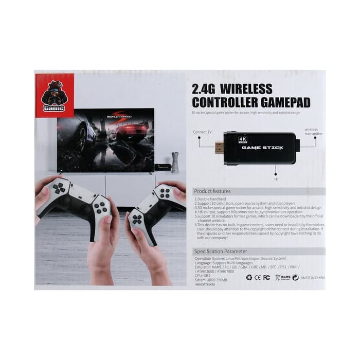 Игровая приставка M8Pro, 8/16/32 бита, 64 ГБ, HDMI, microSD, 2 беспроводных джойстика, чёрная