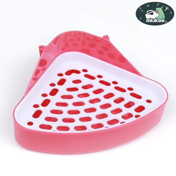 Туалет для кроликов и хорьков, 24×18×11 см, угловой, пластик, красный