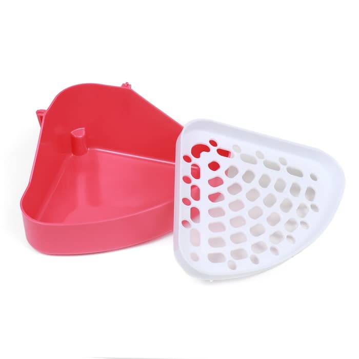 Туалет для кроликов и хорьков, 24×18×11 см, угловой, пластик, красный