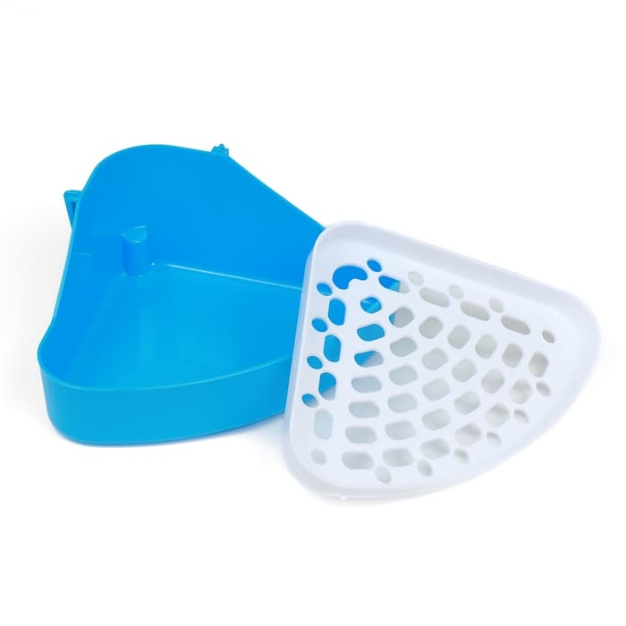 Туалет для кроликов и хорьков, 24×18×11 см, угловой, пластик, синий