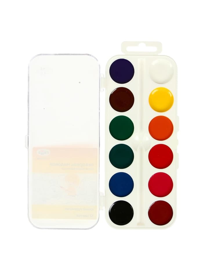 Акварель медовая «Гамма. Юный художник», 12 цветов, без кисти, пластик