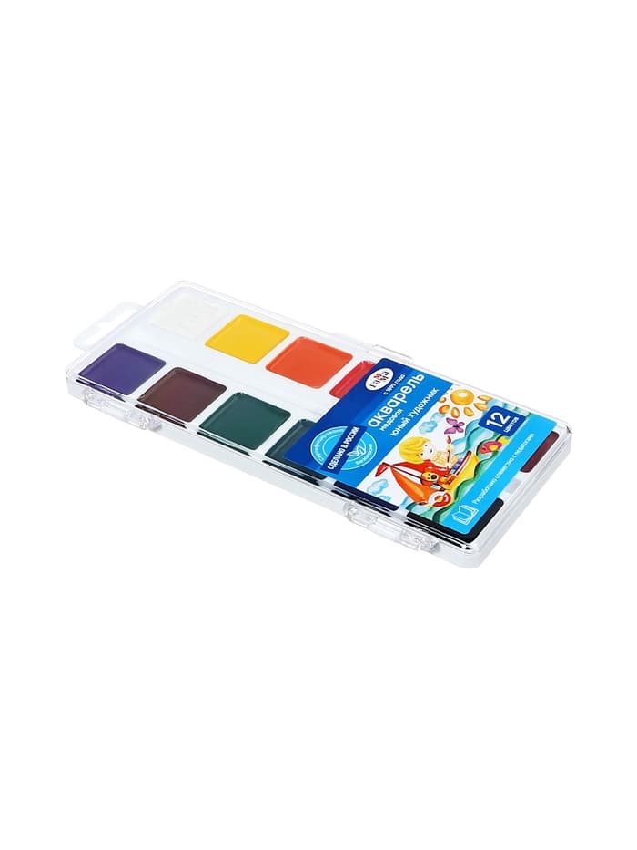 Акварель медовая «Гамма. Юный художник», 12 цветов, без кисти, пластик