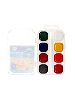 Акварель 8 цветов Гамма «Юный художник», медовая, без кисти, пластик