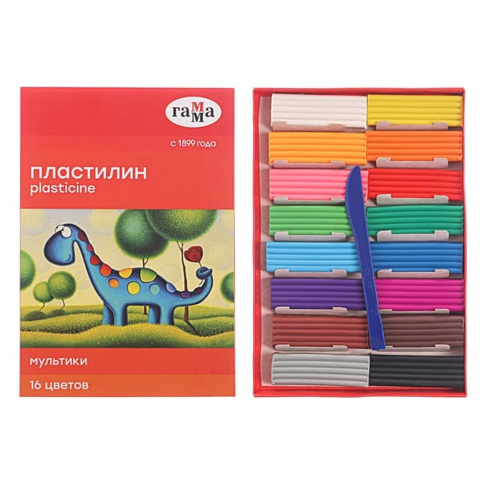 Пластилин «Гамма. Мультики», 16 цветов, 320 г, со стеком