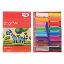 Пластилин «Гамма. Мультики», 16 цветов, 320 г, со стеком