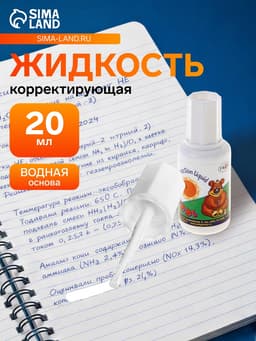 Корректирующая жидкость 20 мл, «Школьник», водная основа, с кисточкой