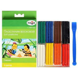 Пластилин мягкий (восковой), 8 цветов, 120 г, Гамма «Пчелка», со стеком