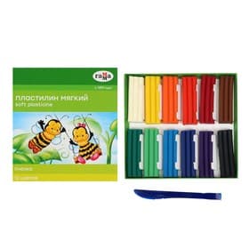 Пластилин мягкий (восковой) Гамма «Пчёлка», 12 цветов, 180 г, со стеком, картонная коробка