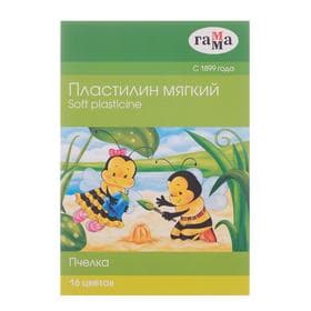 Пластилин мягкий (восковой) Гамма «Пчёлка», 16 цветов, 196 г, со стеком, картонная коробка