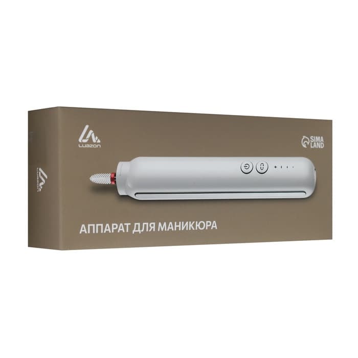 Аппарат для маникюра Luazon LMM-02, портативный, 5 насадок, АКБ, белый