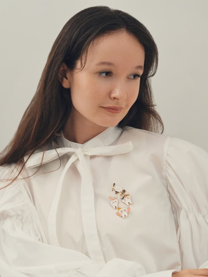 Набор значков (4 шт.) «Зубы», цветной в золоте