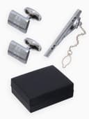 Набор мужской стальной «Запонки + Зажим для галстука», брутальность, чёрный в серебре