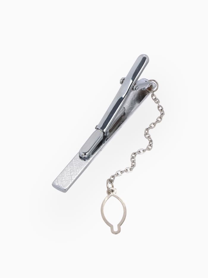 Набор мужской стальной «Запонки + Зажим для галстука», клетки, белый в серебре