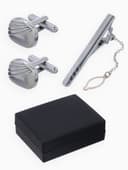 Набор мужской стальной «Запонки + Зажим для галстука», линии, цвет серебро