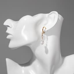 Серьги с жемчугом «Артемида» разные капли, цвет белый в золоте