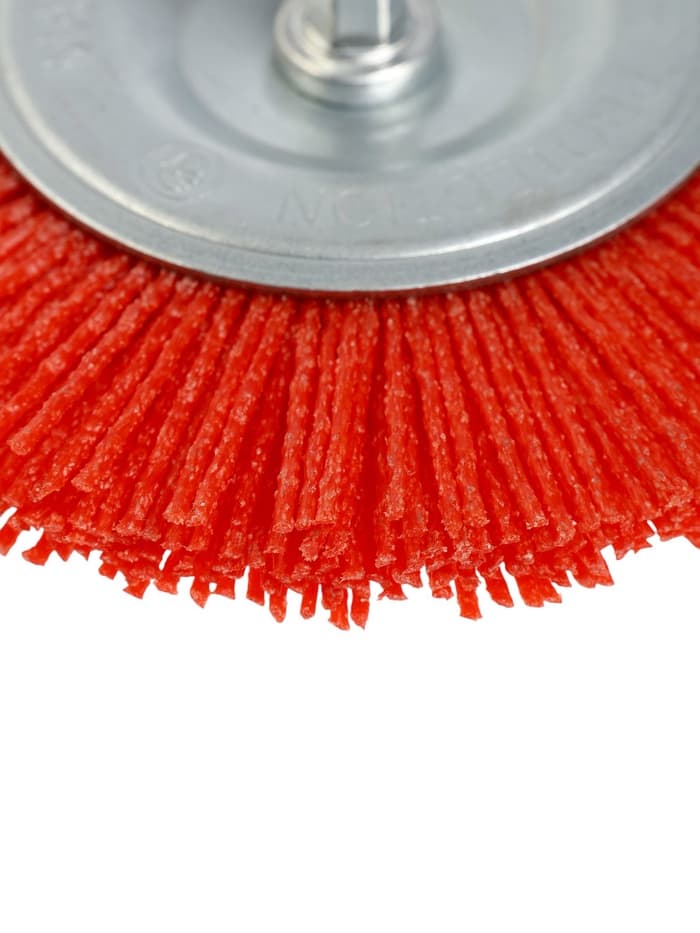 Щетка нейлоновая для дрели ТУНДРА, со шпилькой, плоская, 100 мм