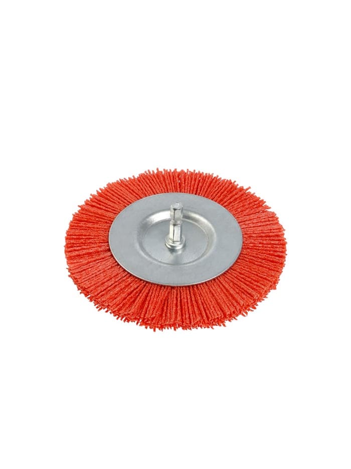 Щетка нейлоновая для дрели ТУНДРА, со шпилькой, плоская, 125 мм