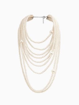 Бусы «Жемчуг» многоярусный 9 нитей, бусины №6, 14, цвет молочный в серебре, 70 см