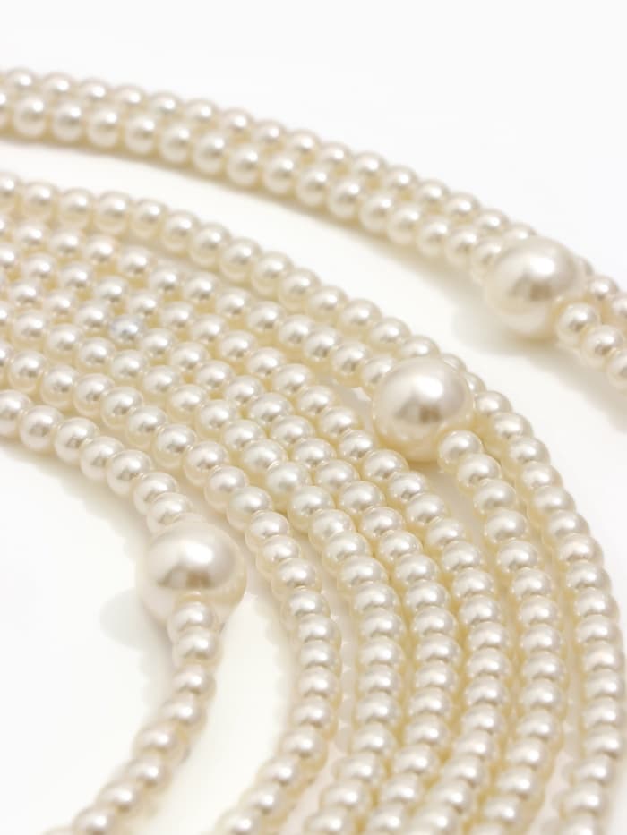 Бусы «Жемчуг» многоярусный 9 нитей, бусины №6, 14, цвет молочный в серебре, 70 см