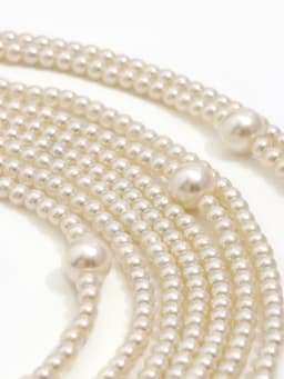 Бусы «Жемчуг» многоярусный 9 нитей, бусины №6, 14, цвет молочный в серебре, 70 см