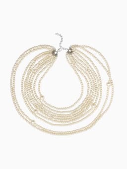 Бусы «Жемчуг» многоярусный 9 нитей, бусины №6, 14, цвет молочный в серебре, 70 см