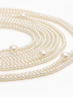Бусы «Жемчуг» многоярусный 9 нитей, бусины №6, 14, цвет молочный в серебре, 70 см