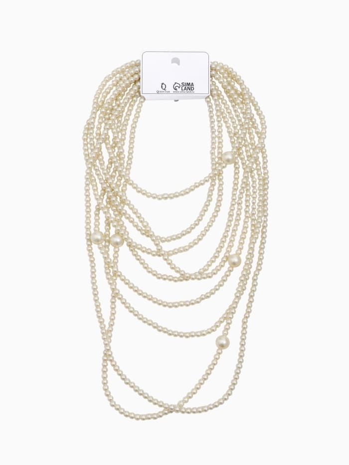 Бусы «Жемчуг» многоярусный 9 нитей, бусины №6, 14, цвет молочный в серебре, 70 см