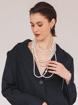 Бусы «Жемчуг» многоярусный 9 нитей, бусины №6, 14, цвет молочный в серебре, 70 см