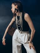 Бусы «Жемчуг» многоярусный 9 нитей, бусины №6, 14, цвет молочный в серебре, 70 см